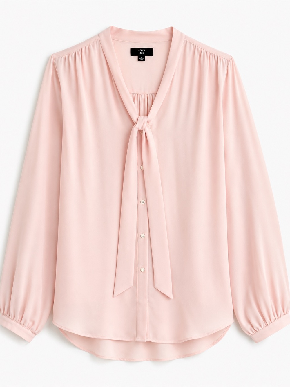 J. Crew Pale Pink Tie-Neck Button-Front Blouse
